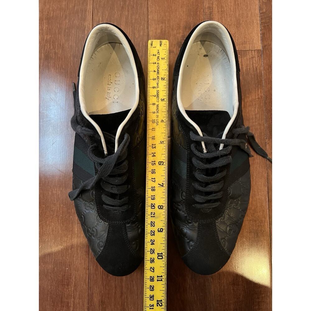Gucci Guccissi Mens Size 8.5‎ Leather Low Top GG Stripe Made in Italy Sneakers - Picture 12 of 13